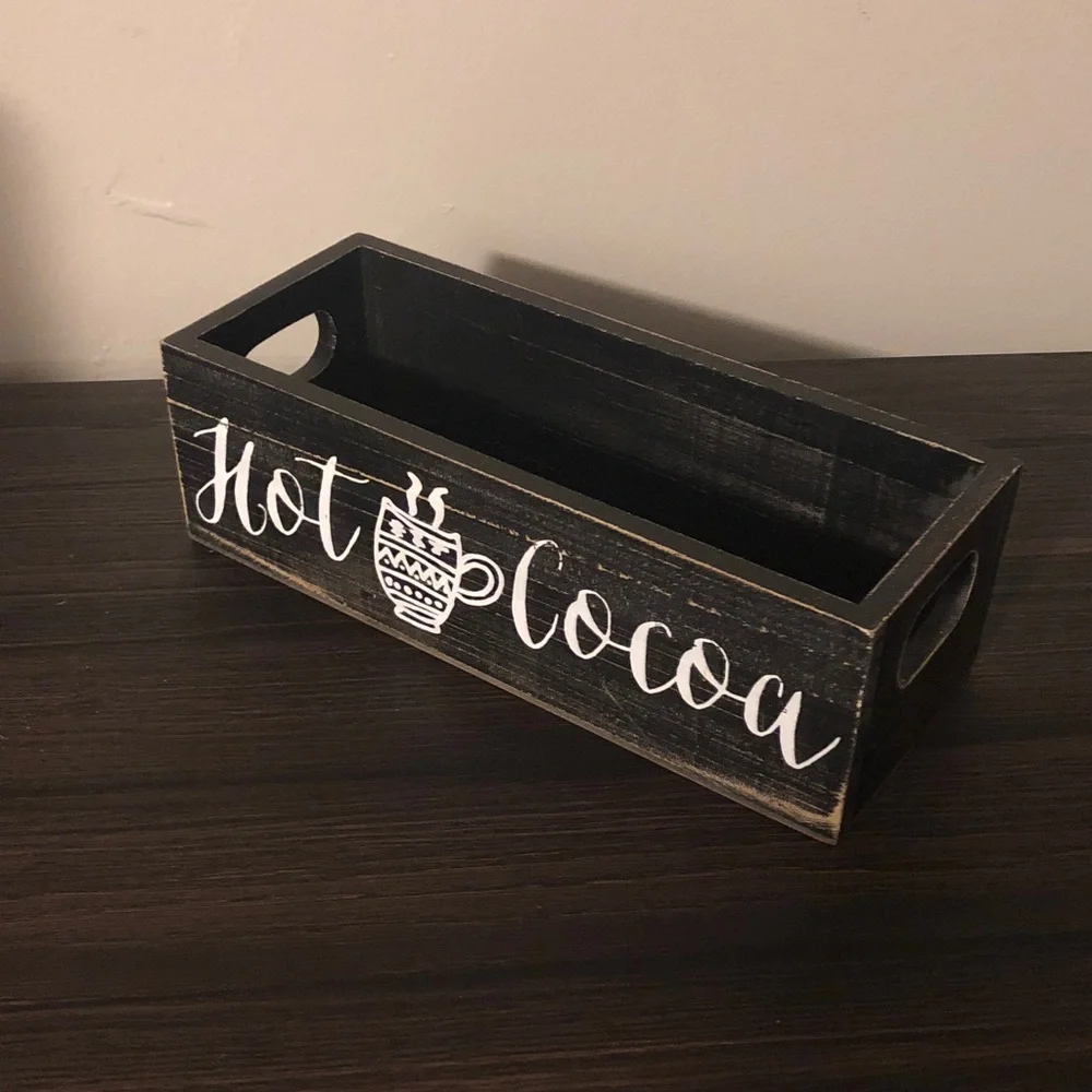 🥧🔥 Wooden 'Hot Cocoa' Serving Crate
